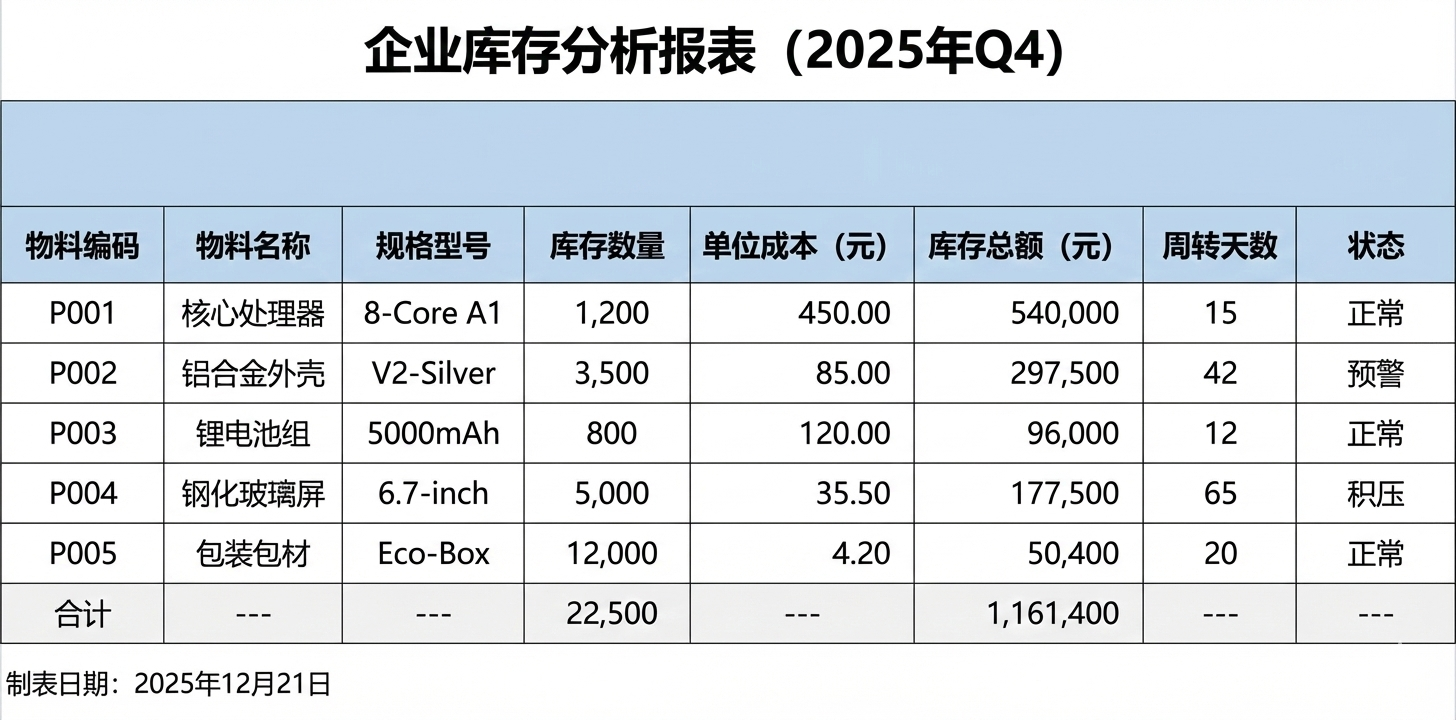库存分析报表示例